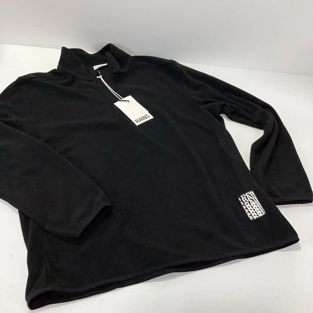 RAINS Brand Black Quarter-Zip Pullover Fleece Jacket L Men’s Black NWT